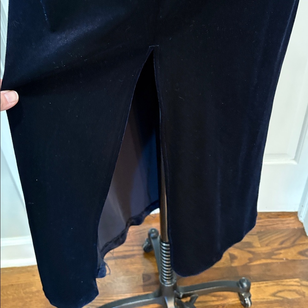 Vintage navy blue velvet sleeveless maxi dress with jacket size 6 - Picture 4 of 12